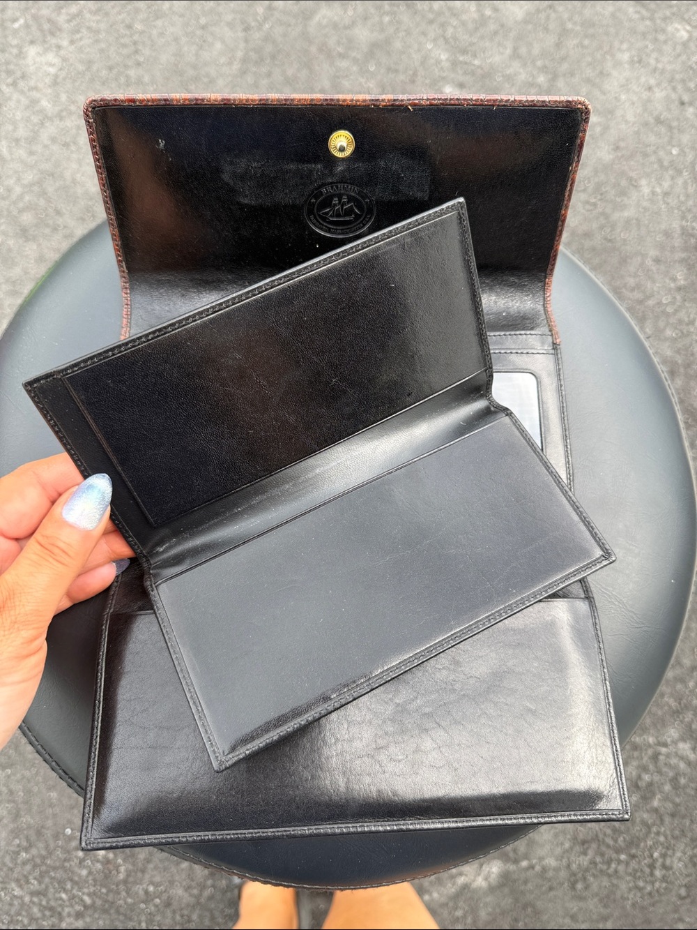 Brahmin Black Leather Clutch Wallet with Gold Snap - Picture 3 of 6